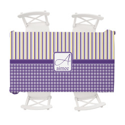 Purple Gingham & Stripe Tablecloth - 58"x102" (Personalized)