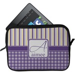 Purple Gingham & Stripe Tablet Case / Sleeve (Personalized)