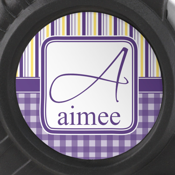 Purple Gingham & Stripe Tape Measure - 25ft - detail