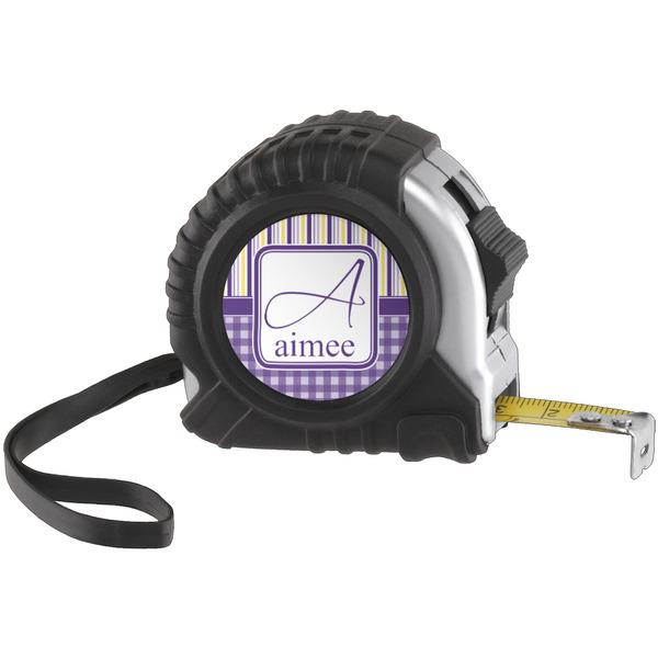 Custom Purple Gingham & Stripe Tape Measure (Personalized)