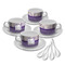 Purple Gingham & Stripe Tea Cup - Set of 4