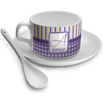Purple Gingham & Stripe Tea Cup (Personalized)