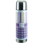 Purple Gingham & Stripe Stainless Steel Thermos (Personalized)