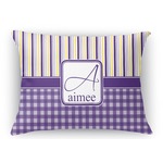 Purple Gingham & Stripe Rectangular Throw Pillow Case (Personalized)