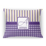 Purple Gingham & Stripe Rectangular Throw Pillow Case - 12"x18" (Personalized)