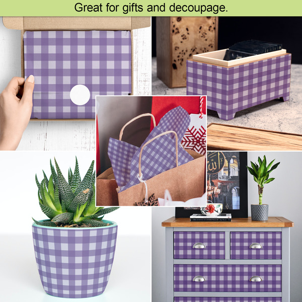Purple Gingham & Stripe Tissue Paper - In Use Collage