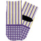 Purple Gingham & Stripe Toddler Ankle Socks - Single Pair - Front and Back