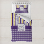 Purple Gingham & Stripe Toddler Bedding Set - With Pillowcase (Personalized)