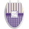Purple Gingham & Stripe Toilet Seat Decal - Elongated (Personalized)