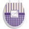 Purple Gingham & Stripe Toilet Seat Decal (Personalized)