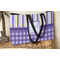 Purple Gingham & Stripe Tote w/Black Handles - Lifestyle View