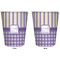 Purple Gingham & Stripe Trash Can White - Front and Back - Apvl
