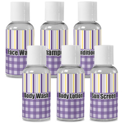 Purple Gingham & Stripe Travel Bottles (Personalized)