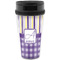 Purple Gingham and Stripes Plaid Travel Mug