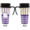 Purple Gingham & Stripe Travel Mug with Black Handle - Approval