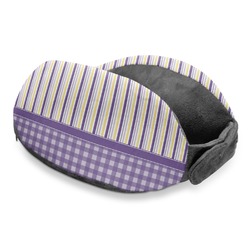 Purple Gingham & Stripe Travel Neck Pillow
