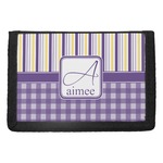 Purple Gingham & Stripe Trifold Wallet (Personalized)