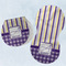 Purple Gingham & Stripe Two Peanut Shaped Burps - Open and Folded