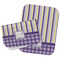 Purple Gingham & Stripe Two Rectangle Burp Cloths - Open & Folded