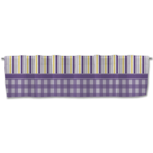 Purple Gingham & Stripe Valance - Front