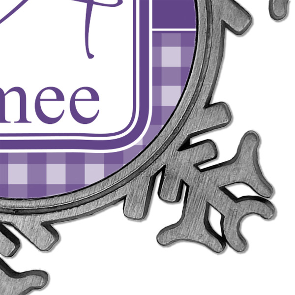 Purple Gingham & Stripe Vintage Snowflake - Detail
