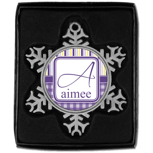 Purple Gingham & Stripe Vintage Snowflake - In box