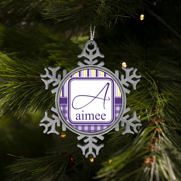 Purple Gingham & Stripe Vintage Snowflake - (LIFESTYLE)