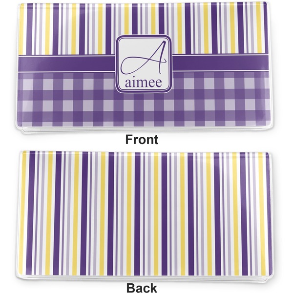 Purple Gingham & Stripe Vinyl Check Book Cover - Front and Back
