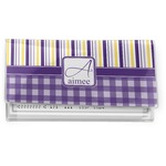 Purple Gingham & Stripe Vinyl Checkbook Cover (Personalized)