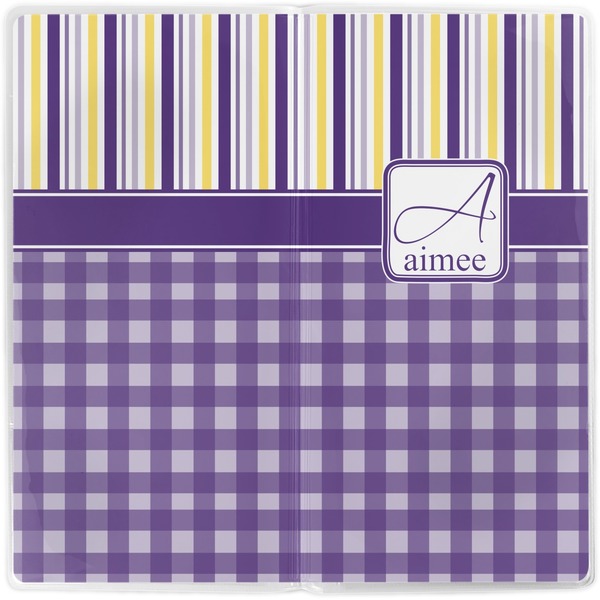 Purple Gingham & Stripe Vinyl Document Wallet - Apvl