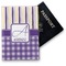 Purple Gingham & Stripe Vinyl Passport Holder - Front