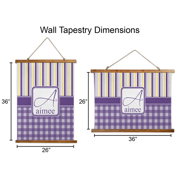Purple Gingham & Stripe Wall Hanging Tapestries - Parent/Sizing