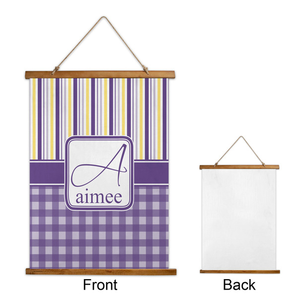 Purple Gingham & Stripe Wall Hanging Tapestry - Portrait - APPROVAL