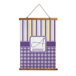 Purple Gingham & Stripe Wall Hanging Tapestry (Personalized)