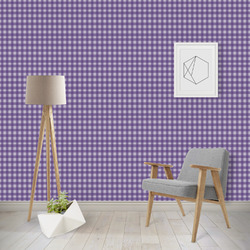 Purple Gingham & Stripe Wallpaper & Surface Covering (Water Activated - Removable)