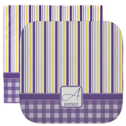 Purple Gingham & Stripe Facecloth / Wash Cloth (Personalized)