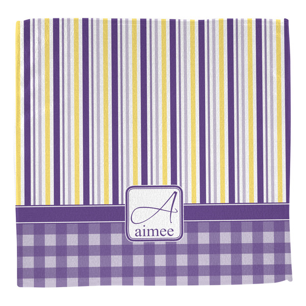 Purple Gingham & Stripe Washcloth - Front - No Soap