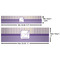 Purple Gingham & Stripe Water Bottle Labels w/ Dimensions