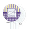 Purple Gingham & Stripe White Plastic 5.5" Stir Stick - Single Sided - Round - Front & Back