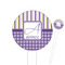 Purple Gingham & Stripe Round Plastic Food Picks (Personalized)