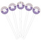 Purple Gingham & Stripe White Plastic 6" Food Pick - Round - Fan View
