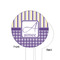 Purple Gingham & Stripe White Plastic 6" Food Pick - Round - Single Sided - Front & Back
