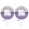 Purple Gingham & Stripe White Plastic 7" Stir Stick - Double Sided - Round - Front & Back