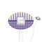 Purple Gingham & Stripe White Plastic 7" Stir Stick - Oval - Closeup