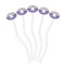 Purple Gingham & Stripe White Plastic 7" Stir Stick - Oval - Fan