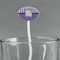 Purple Gingham & Stripe White Plastic 7" Stir Stick - Oval - Main