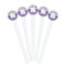 Purple Gingham & Stripe White Plastic 7" Stir Stick - Round - Fan View