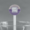 Purple Gingham & Stripe White Plastic 7" Stir Stick - Round - Main