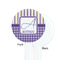 Purple Gingham & Stripe White Plastic 7" Stir Stick - Single Sided - Round - Front & Back