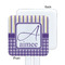 Purple Gingham & Stripe White Plastic Stir Stick - Single Sided - Square - Approval